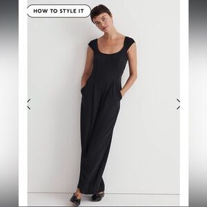 madewell Cap-Sleeve Crop Wide-Leg Jumpsuit